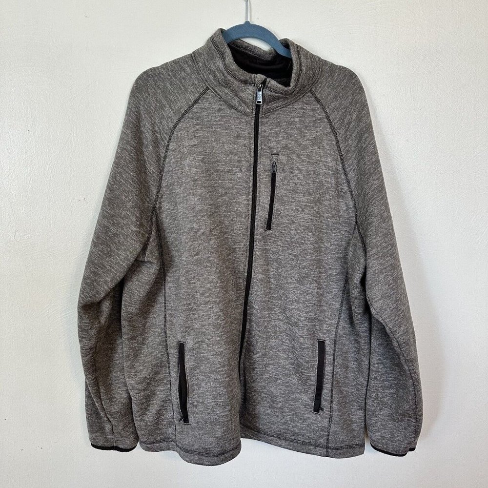 Mens Tan Brown SwissTtech Zip Up Jacket Sweatshirt Size XXL Big Pockets
